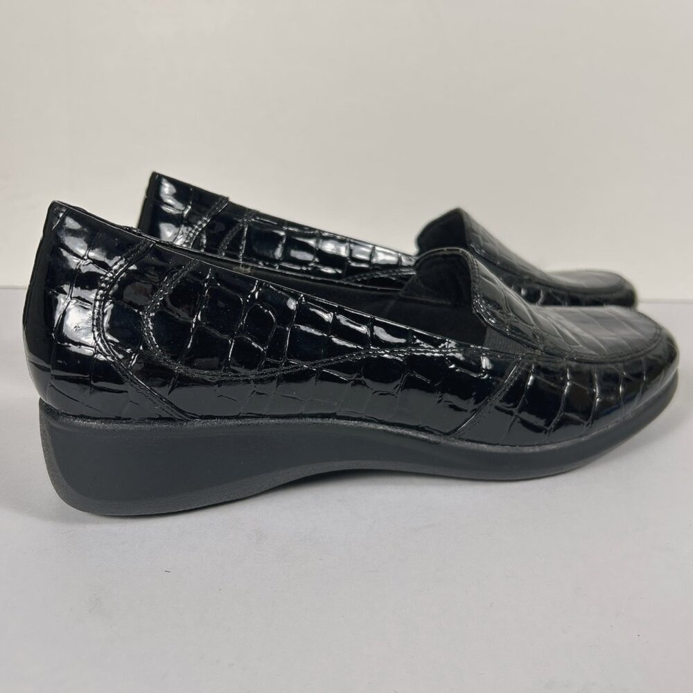 Clarks Gael Bobtail Loafers Black Croc Patent Comfort Slip-On Size 11 - Picture 6 of 13